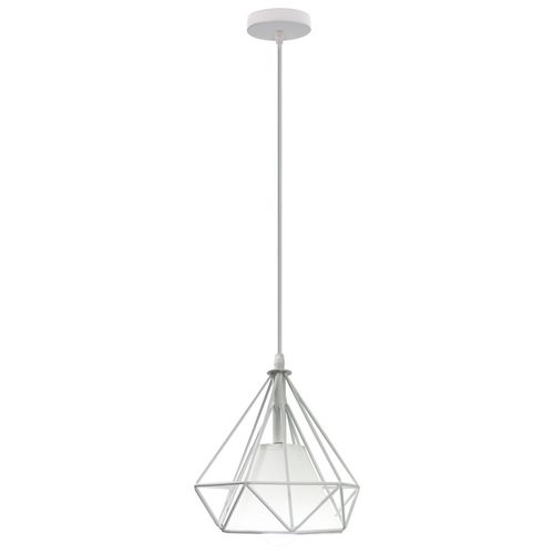 Suspension Industrielle Diamant 20cm Lustre Abat-jour Cage En Fer Blanc