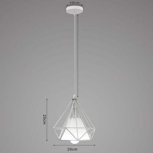 Suspension Industrielle Diamant 20cm Lustre Abat-jour Cage En Fer Blanc