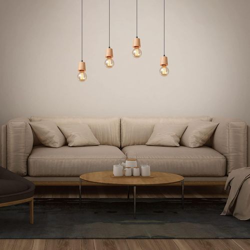 Suspension Luminaire Nordique Bois E27 Lustre Vintage Pour Chambre Cuisine Salle