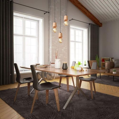 Suspension Luminaire Nordique Bois E27 Lustre Vintage Pour Chambre Cuisine Salle