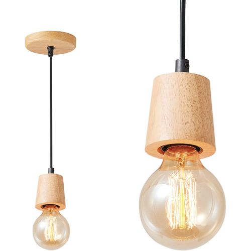 Suspension Luminaire Nordique Bois E27 Lustre Vintage Pour Chambre Cuisine Salle