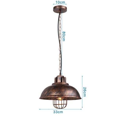 Suspension Industriel E27 Lustre Abat-jour En Métal Pour Chambre Salon Cuisine Rouille