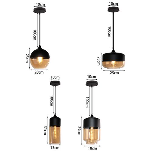 Lustre Suspension Moderne E27 Luminaire Abat-jour En Verre Pour Salon Chambre Salle Ambre