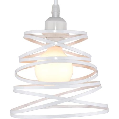 Suspension Luminaire Industrielle E27 Lustre Abat-jour Ressort 20cm Sans Ampoule Blanc