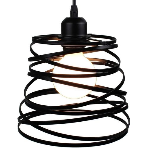 2 Pack Suspension Luminaire Industrielle E27 Lustre Abat-jour Ressort 20cm Sans Ampoule Noir