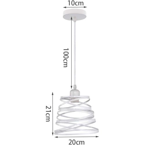 2 Pack Suspension Luminaire Industrielle E27 Lustre Abat-jour Ressort 20cm Sans Ampoule Blanc