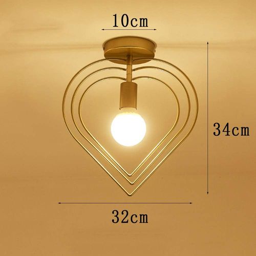 Plafonnier Intérieur Moderne E27 Lampe De Plafond Créative Forme De Coeur Pour Chambre Couloir Or