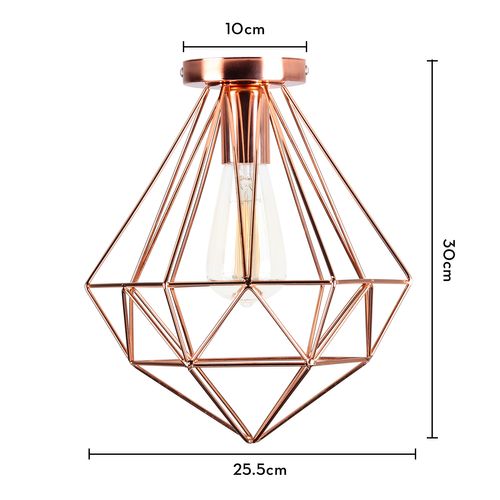 Lot De 2 Plafonnier Moderne Diamant 26cm Luminaire Abat-jour En Métal Lampe De Plafond E27 Rose