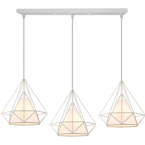 Suspension Industrielle Cage E27 Plafonnier 3 Luminaire Pour Cuisine Salon Chambre Blanc