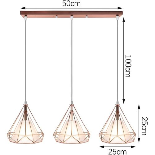 Suspension Industrielle Cage Lustre 3 Luminaire Pour Cuisine Salon Chambre Rose