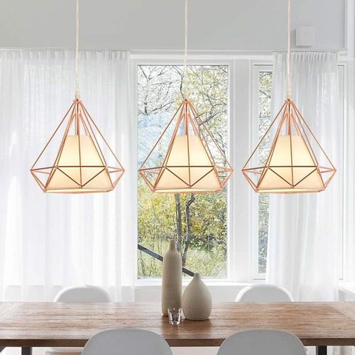 Suspension Industrielle Cage Lustre 3 Luminaire Pour Cuisine Salon Chambre Rose