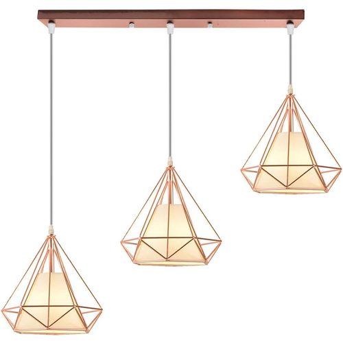 Suspension Industrielle Cage Lustre 3 Luminaire Pour Cuisine Salon Chambre Rose