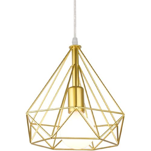 Suspension Industrielle E27 Lustre Abat-jour 25cm Pour Cuisine Salon Chambre Sans Ampoule Or