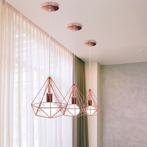2 Pack Suspension Industrielle E27 Lustre Abat-jour 25cm Pour Cuisine Salon Chambre Rose