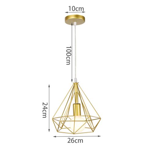 2 Pack Suspension Industrielle E27 Lustre Abat-jour 25cm Pour Cuisine Salon Chambre Or