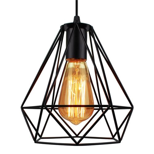 Lot De 3 Lustre Suspension Industrielle Cage Luminaire Abat-jour Pour Cuisine Salon Chambre Noir
