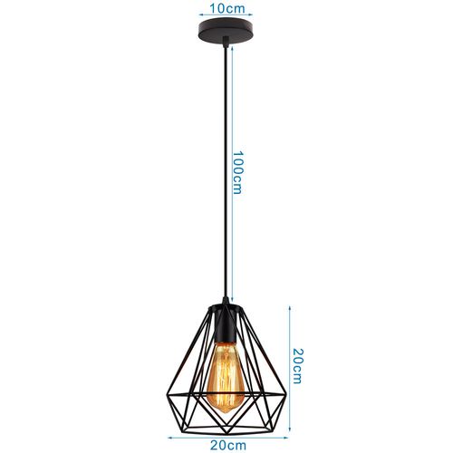 Lot De 3 Lustre Suspension Industrielle Cage Luminaire Abat-jour Pour Cuisine Salon Chambre Noir