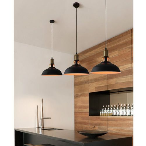 Suspension Industrielle Vintage Lustre Abat-jour Retro Pour Cuisine Salle Salon Chambre Noir Blanc