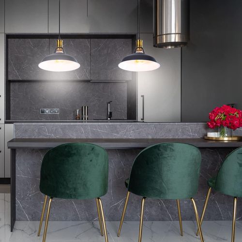 Suspension Industrielle Vintage Lustre Abat-jour Retro Pour Cuisine Salle Salon Chambre Noir Blanc