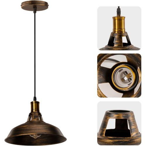 2 Pack Lustre Suspension Industrielle Vintage E27 Plafonnier Pour Cuisine Salon Chambre Laiton