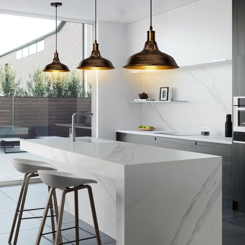 2 Pack Lustre Suspension Industrielle Vintage E27 Plafonnier Pour Cuisine Salon Chambre Laiton