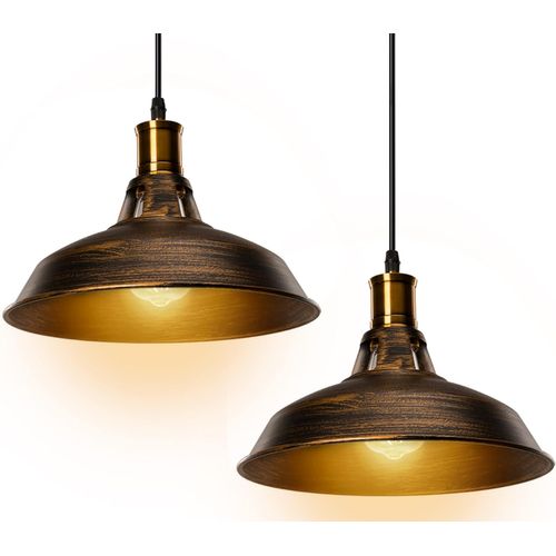 2 Pack Lustre Suspension Industrielle Vintage E27 Plafonnier Pour Cuisine Salon Chambre Laiton