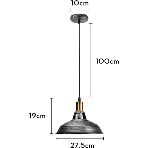 2 Pack Lustre Suspension Industrielle Vintage E27 Plafonnier Pour Cuisine Salon Chambre Argenté