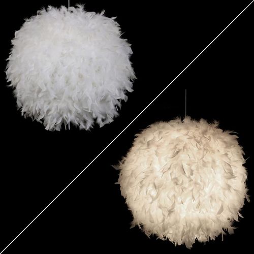 Lustre Suspension Plumes E27 Plafonnier Pour Cuisine Salon Chambre Blanc