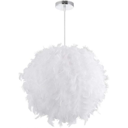 Lustre Suspension Plumes E27 Plafonnier Pour Cuisine Salon Chambre Blanc
