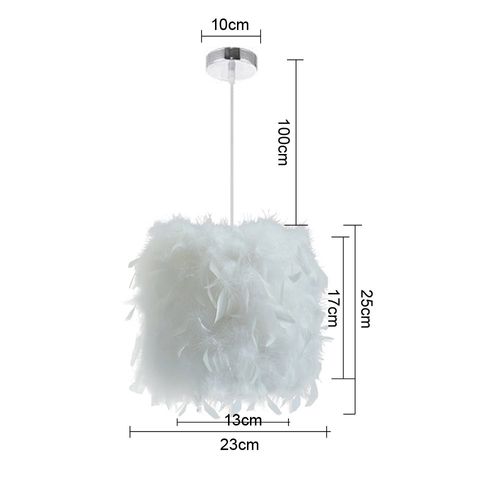 Lustre Suspension En Plumes 30cm Luminaire Abat-jour Plafonnier Pour Chambre Salon Salle Blanc