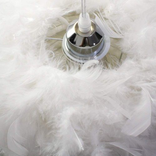 Lustre Suspension En Plumes E27 Plafonnier Pour Chambre Salon Salle Blanc