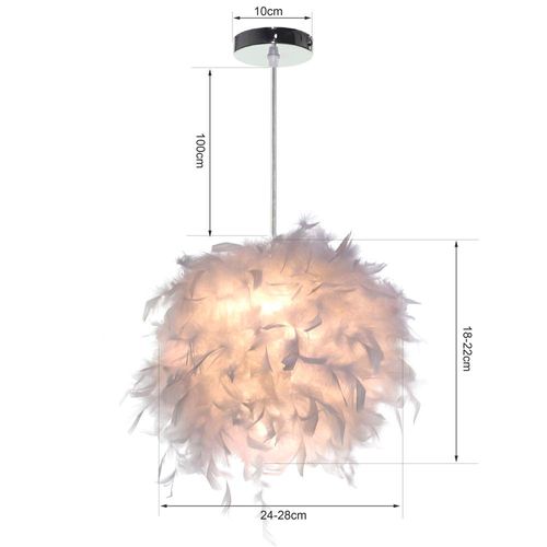 Lustre Suspension En Plumes E27 Plafonnier Pour Chambre Salon Salle Blanc