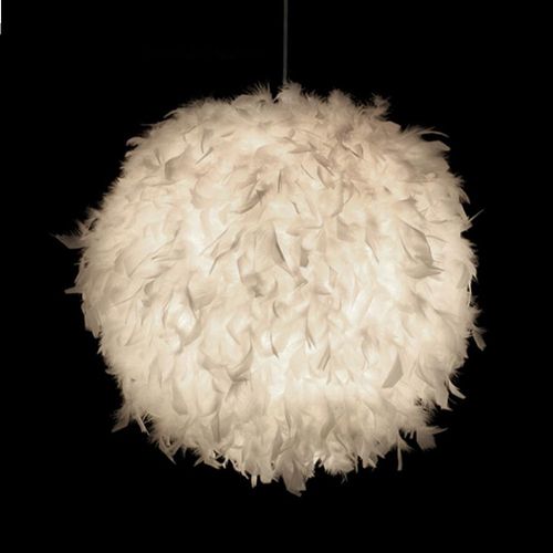Suspension En Plumes 30cm E27 Lustre Pour Salle Salon Chambre De Enfant Blanc