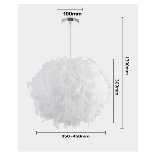 Suspension En Plumes 30cm E27 Lustre Pour Salle Salon Chambre De Enfant Blanc