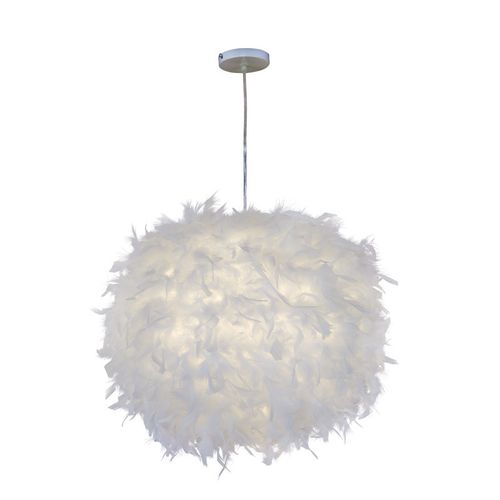 Suspension En Plumes 30cm E27 Lustre Pour Salle Salon Chambre De Enfant Blanc