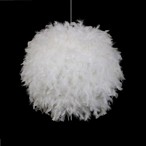 Suspension En Plumes 30cm E27 Lustre Pour Salle Salon Chambre De Enfant Blanc