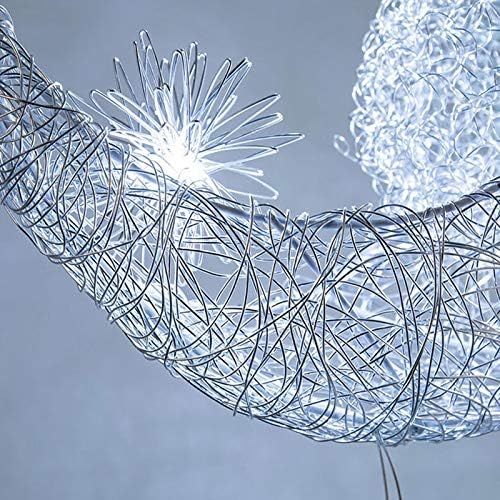 Suspension Lune Étoiles LED Lustre Moderne Avec 5 Ampoules Lumière Blanche Froid