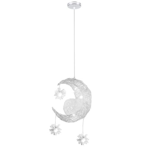 Suspension Lune Étoiles LED Lustre Moderne Avec 5 Ampoules Lumière Blanche Froid