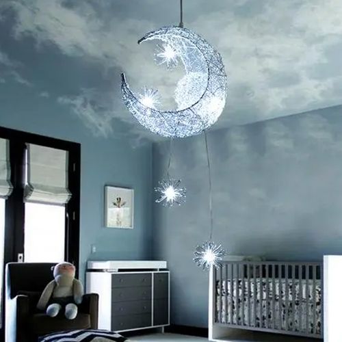 Suspension LED Lune Étoile Lustre Chambre Plafonnier Lumière Froide Pour Cuisine Salon Salle