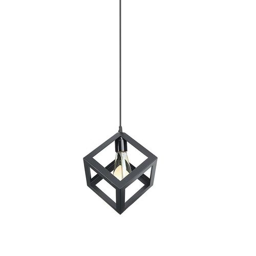 Suspensions Moderne E27 Cube Lustre Abat-jour Métal Pour Salon Cuisine Chambre Noir