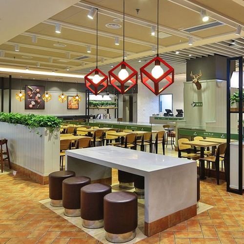 Suspension Moderne Géométrique Cube E27 Lustre Industriel Luminaire Abat-jour Métal Rouge