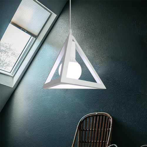Lustre Suspension Moderne Triangle E27 Eclairage De Plafond Pour Salon Cuisine Chambre Blanc