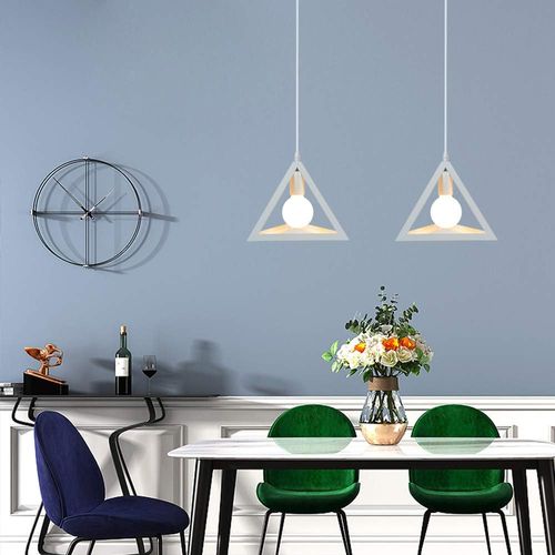Lustre Suspension Moderne Triangle E27 Eclairage De Plafond Pour Salon Cuisine Chambre Blanc