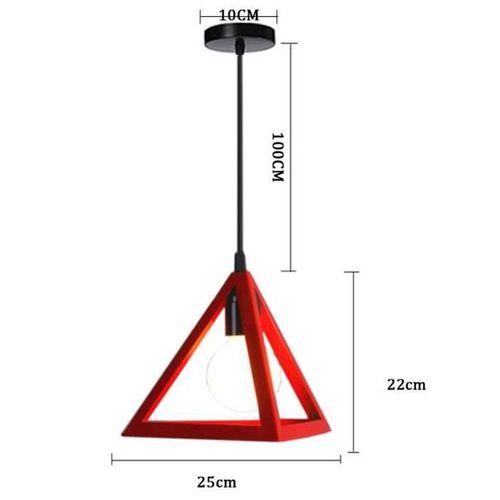 Lustre Suspension Moderne Triangle E27 Eclairage De Plafond Pour Salon Cuisine Chambre Rouge