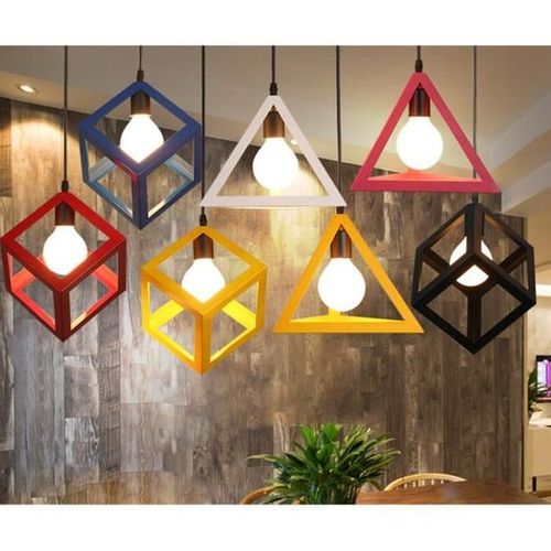 Lustre Suspension Moderne Triangle E27 Eclairage De Plafond Pour Salon Cuisine Chambre Rouge