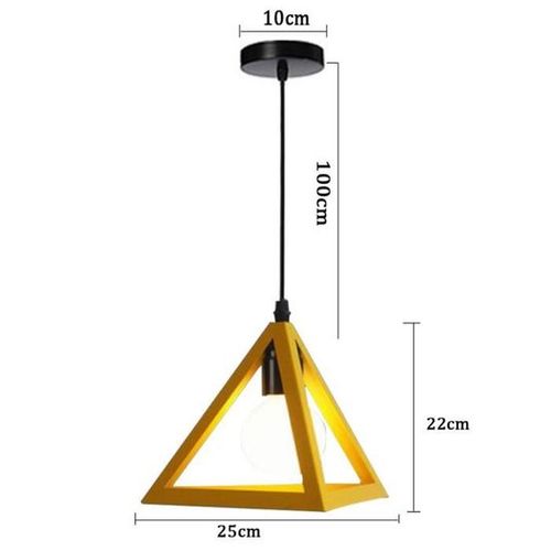 Lustre Suspension Moderne Triangle E27 Eclairage De Plafond Pour Salon Cuisine Chambre Jaune