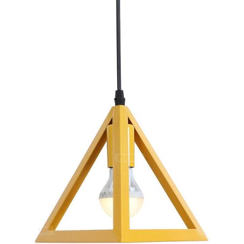Lustre Suspension Moderne Triangle E27 Eclairage De Plafond Pour Salon Cuisine Chambre Jaune
