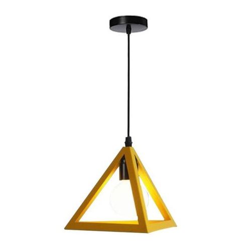 Lustre Suspension Moderne Triangle E27 Eclairage De Plafond Pour Salon Cuisine Chambre Jaune