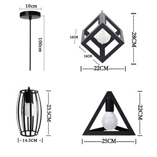 Lot De 3 Suspension Industriel Lustre Abat-jour Métal Fer Pour Cuisine Salle à Manger Bar