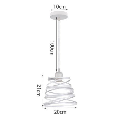 Lustre Suspension Industrielle Ressort 20cm Plafonnier E27 Pour Cuisine Salle Chambre Blanc